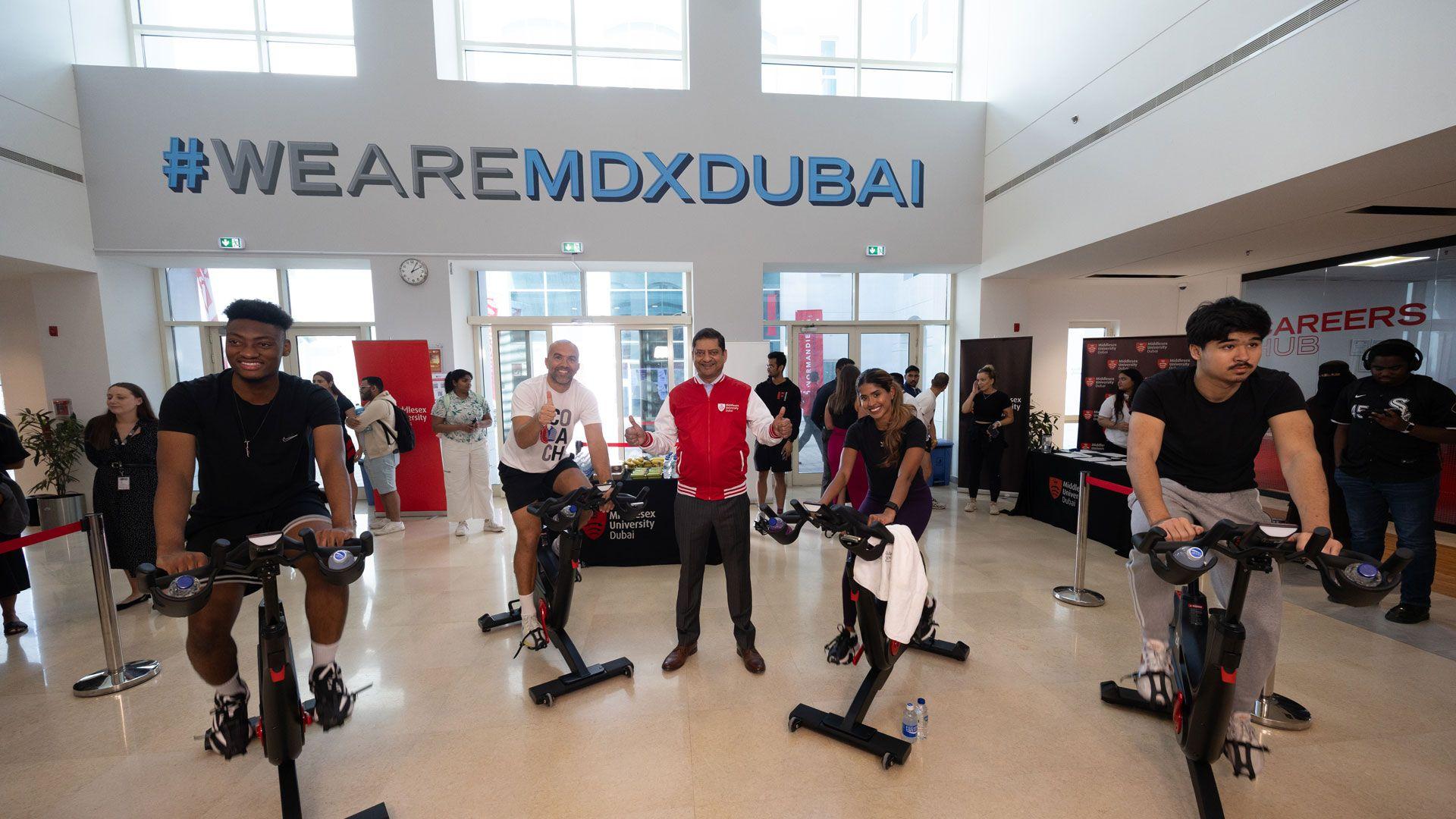 Staff and students from Middlesex University London, Mauritius, and Dubai joined forces for an exciting 24-hour cycling challenge.