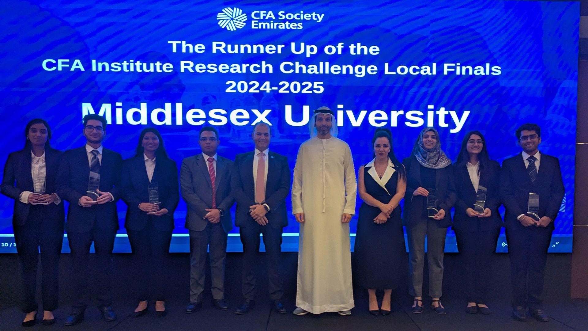 Accounting and Finance students from Middlesex University (MDX) Dubai secured a top two spot in the annual Chartered Financial Analyst (CFA) Research Challenge.